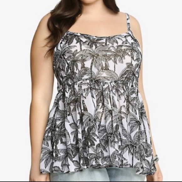 torrid Tops - Torrid palm tree chiffon babydoll tank sz 3